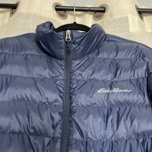 Eddie Bauer EB650 Down Puffer Jacket Navy Blue Full Zip Packable Mens Size Large - Picture 5 of 12